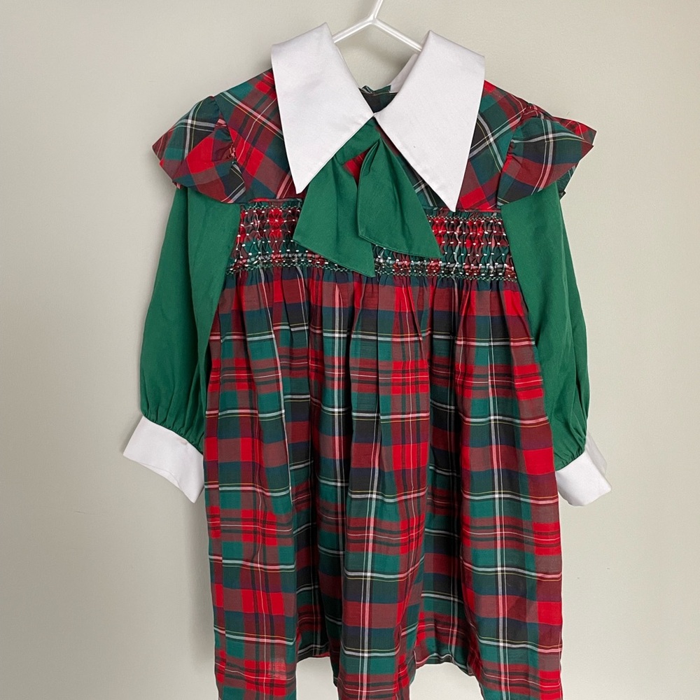 Polly Flinders Plaid Dress with White Collar